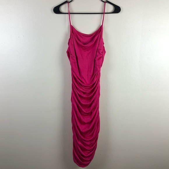 Halston Heritage Beautiful Hot Pink Ruched Dress - Picture 3 of 4